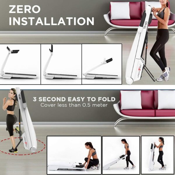PowerMax Fitness Td-M3 (4Hp Peak) Pre-Installed Motorised Foldable Treadmill For Home Use|Max User Upto 100Kg,3 Lvl Manual Incline Treadmill,Top Speed 16 Km/Hr,Pre-Set Programs,Led Display,Usb,White - Image 6