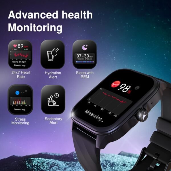 Fastrack New Astor Fs1 Pro Smartwatch|Large Super Amoled Display(1.97") Aod|Nextgen Chipset Lag Free&Fast Experience|Functional Crown|Singlesync Bt Calling|100+ Sports Modes&Watchfaces|Ip68,Black - Image 5