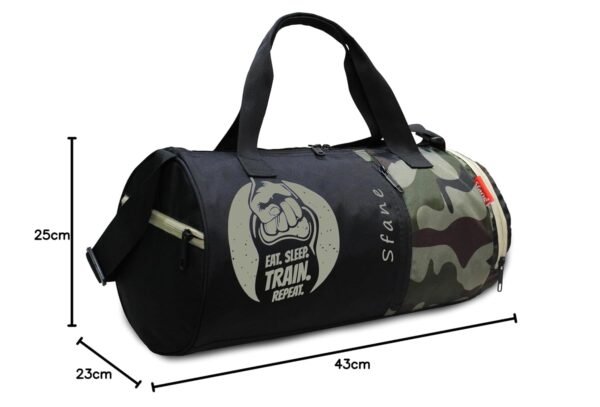 Sfane Polyester Army Black Gym Bag/Duffle Bag/Sports Bag/Shoulder Bag/Sports Bags/Gym Bags for Men & Women with Shoe Compartment. - Image 8