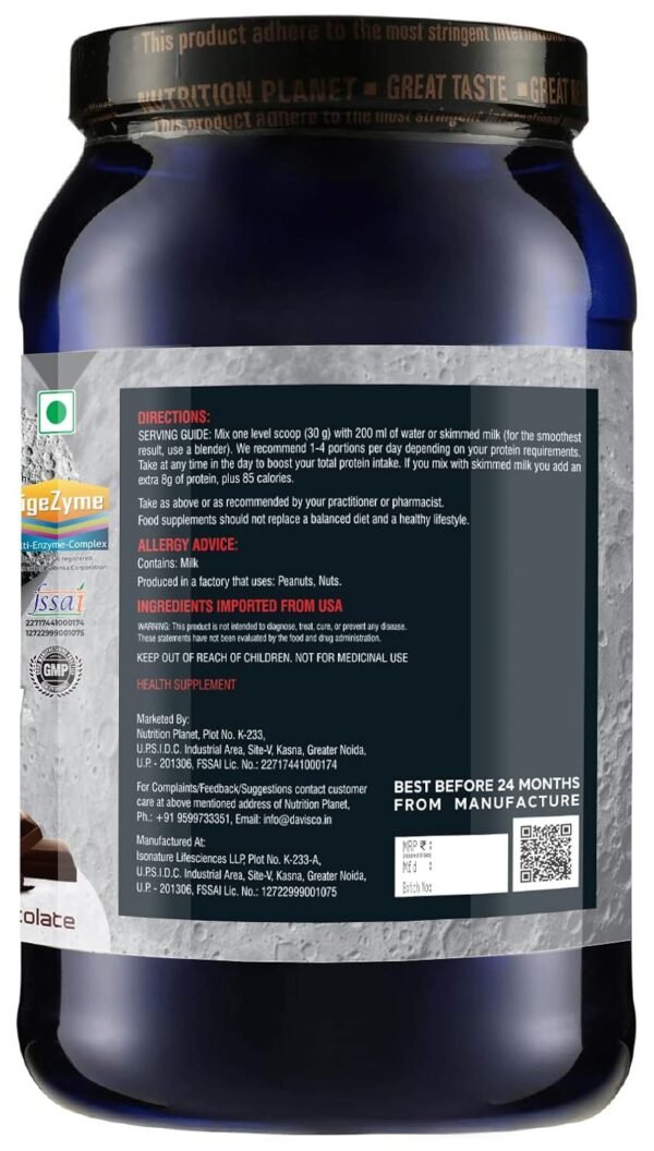 Nutrition Planet Davisco Whey Protein With Added DigeZyme®, Chocolate, 2 lbs - Image 3