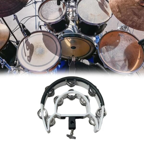 Enakshi Double Row Tambourine Mountable Cymbal Hi Hat Tambourine for KTV Kids Adults white - Image 6