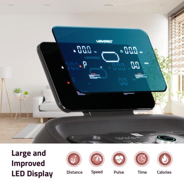 MAXPRO Fusion 4.5 HP Peak DC Motor, 15 Level Auto Incline Treadmill for Home Gym,Free Diet Plan,Max.Speed 14km/hr,Max. User Weight 110kgs,Fit Show App Support, LCD Display for Home use (PTM405I) - Image 4