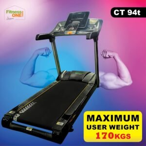 FitnessOne Propel CT 94t Commercial Treadmill | 4 HP AC Continuous (8 HP Peak) Motor | 170 kg Weight Capacity | Speed up to 22 km/h | 10” TFT Touch Screen with Interactive Programs