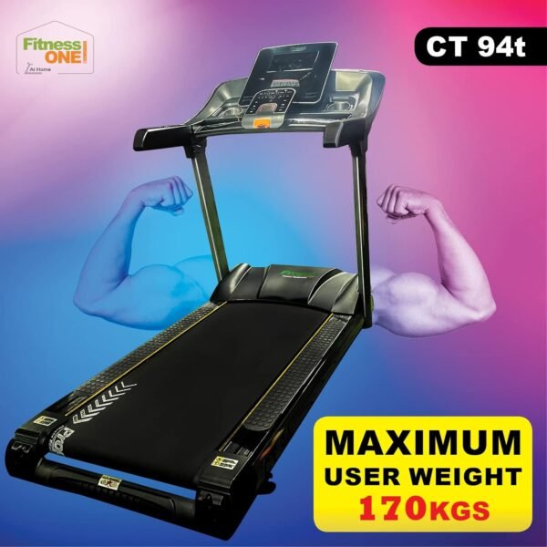 FitnessOne Propel CT 94t Commercial Treadmill | 4 HP AC Continuous (8 HP Peak) Motor | 170 kg Weight Capacity | Speed up to 22 km/h | 10” TFT Touch Screen with Interactive Programs - Image 2