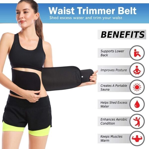 ODIN Sweat Slim Belt - Slim Belt for Men and Women, Tummy Trimmer, Body Shaper, Sauna Waist Trainer - Free Size, Pack of 1 Black