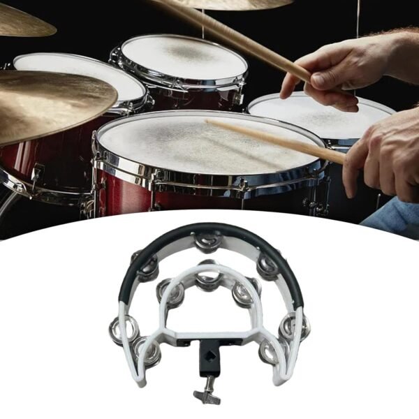 Enakshi Double Row Tambourine Mountable Cymbal Hi Hat Tambourine for KTV Kids Adults white - Image 7