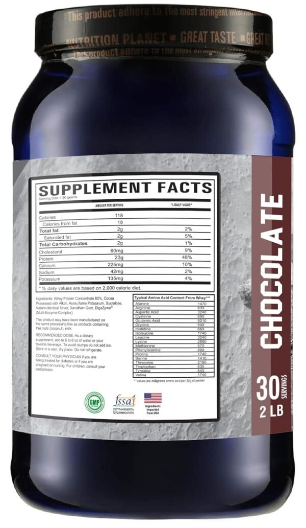 Nutrition Planet Davisco Whey Protein With Added DigeZyme®, Chocolate, 2 lbs - Image 2
