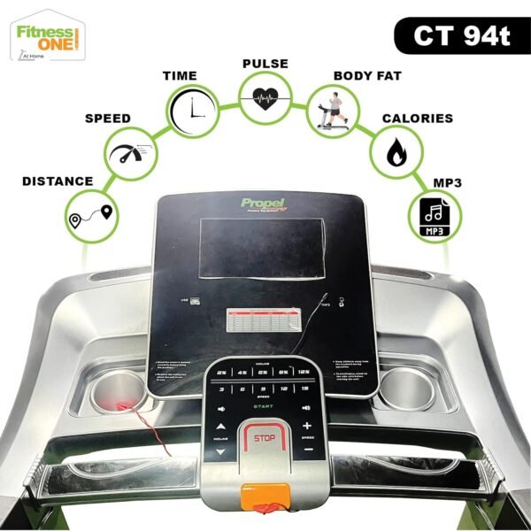 FitnessOne Propel CT 94t Commercial Treadmill | 4 HP AC Continuous (8 HP Peak) Motor | 170 kg Weight Capacity | Speed up to 22 km/h | 10” TFT Touch Screen with Interactive Programs - Image 5