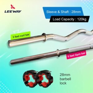 Leeway Rubber Coated Weight Plate 100 Kg Home Gym Set with 5ft Plain + 3ft Curl & 1 Pair Dumbbell Rods with Gym Accessories, Professional Weight Plates, Gym Equipment (100kg Set(2.5X4+5X4+7.5X4+10X4))