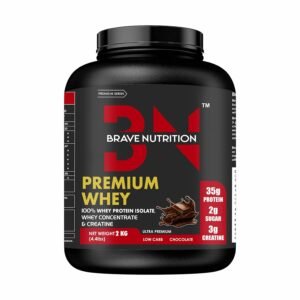 Brave Nutrition Whey Protein Isolate Blend – 35g Protein, 3g Creatine Monohydrate | Lean Protein Powder for Muscle Gain|Sports Nutrition|Muscle Builder Protein Powder for Men & Women [2Kg, Chocolate]