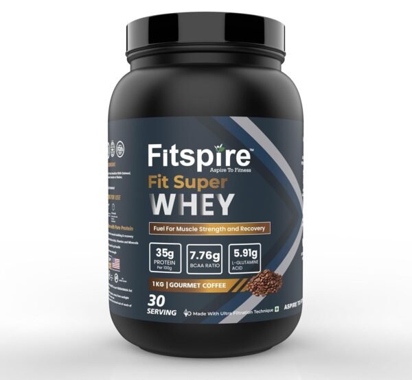 Fitspire Fit Super Whey Protein | 100g Serving | 35g Protein | 7.76g BCAA | 0 Added Sugar | 100% Authentic Whey & No Adulteration | Muscle Growth & Recovery | DigeZyme For Easy Digestion (Gourmet Coffee, Pack of 2 | 1 kg / 2.2 lb) - Image 5