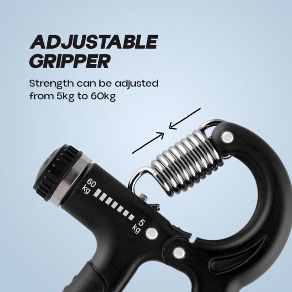 Konex Adjustable Hand Gripper Strengthener for Men & Women | Hand Exercise Equipment for Home and Gym Workouts (Without Counter, Black) - Image 2