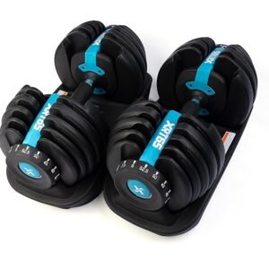 XRT65 Adjustable Dumbbells Set of 2 | 2.5Kgs – 24Kgs | Gym Equipment Set for Home Workout | Designed in America | Black (24 KGs + 24 KGs), Iron + Polypropylene + Nylon