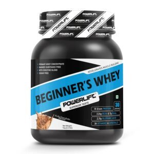 PowerLift Beginner’s Whey Protein [1kg, Rich Chocolate] Sugar Free, Improved Strength, Faster Recovery & Muscle Building, High Protein & BCAA |with Digestive Enzymes, Vitamin & Minerals