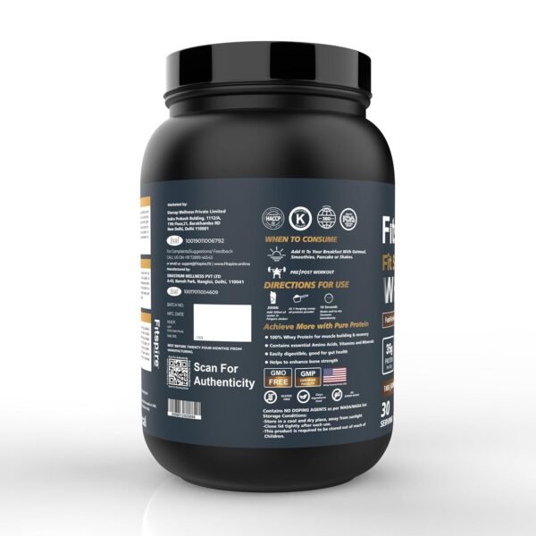 Fitspire Fit Super Whey Protein | 100g Serving | 35g Protein | 7.76g BCAA | 0 Added Sugar | 100% Authentic Whey & No Adulteration | Muscle Growth & Recovery | DigeZyme For Easy Digestion (Gourmet Coffee, Pack of 2 | 1 kg / 2.2 lb) - Image 7