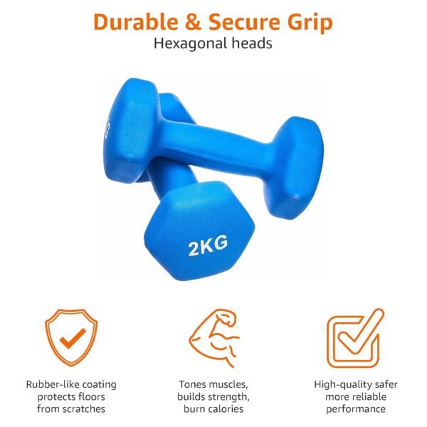 amazon basics Neoprene Dumbbell Pair, 2 x 2Kg - Image 4