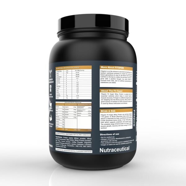 Fitspire Fit Super Whey Protein | 100g Serving | 35g Protein | 7.76g BCAA | 0 Added Sugar | 100% Authentic Whey & No Adulteration | Muscle Growth & Recovery | DigeZyme For Easy Digestion (Gourmet Coffee, Pack of 2 | 1 kg / 2.2 lb) - Image 6