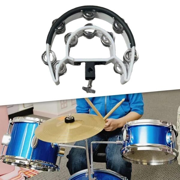Enakshi Double Row Tambourine Mountable Cymbal Hi Hat Tambourine for KTV Kids Adults white - Image 5