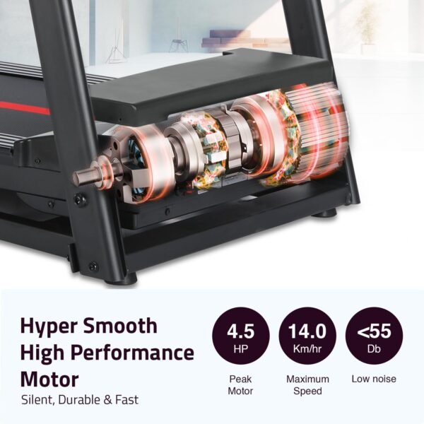 MAXPRO Fusion 4.5 HP Peak DC Motor, 15 Level Auto Incline Treadmill for Home Gym,Free Diet Plan,Max.Speed 14km/hr,Max. User Weight 110kgs,Fit Show App Support, LCD Display for Home use (PTM405I) - Image 6