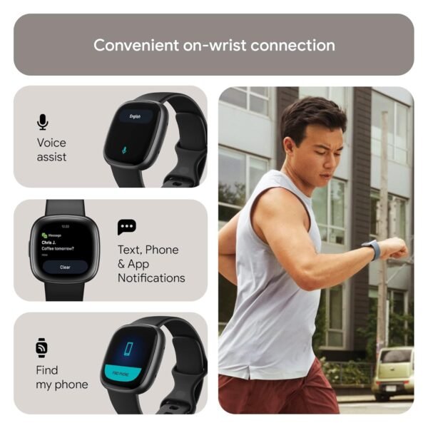 Fitbit Versa 4 Fitness Watch (Black/Graphite Aluminium) with 6-Month Premium Membership - Image 4