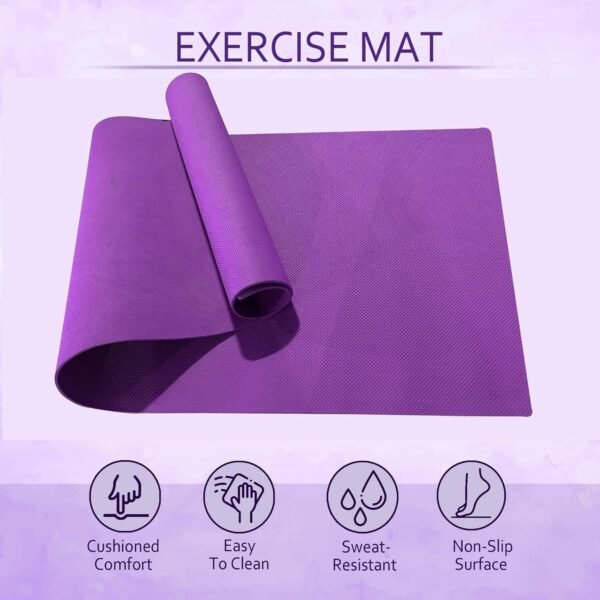 Bikauaa 4mm, EVA Material, Anti-Slip, Eco Friendly | Workout, Exercise, Gym, Yoga Mat with Carry Bag for Home Gym & Outdoor, Fitness Workout for Men & Women - Image 4