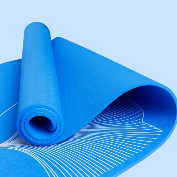 Moksha Printed Yoga Mat For Women & Men With Cover Bag And Cotton Bag, TPE Material Extra Thick, Ultra-Grip High-Performance Yoga Mat - 6mm, Extra Long & Lightweight - (Blue) - Image 3