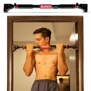 Slovic Door Pull Up Bar for Home [200 Kg Weight Capacity] | No Screw Adjustable Bar with Anti-Skid Grip [Length 72-110 CM] | Home Gym Equipments for Men | Mens Accessories for Height Increase