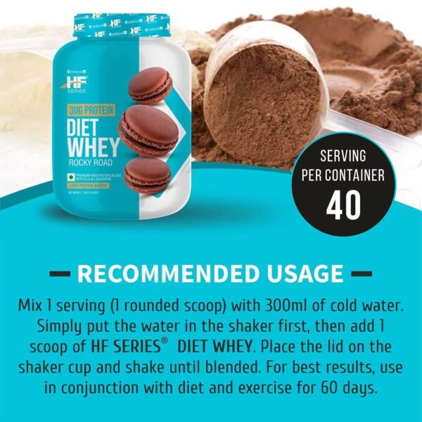 HF Series Slim Meal Shake Diet Whey for lean muscle and fat loss |Meal replacement shake|40 servings|Added L carnitine and CLA powder for weight loss|2kg|Flavour-Rocky Road - Image 5