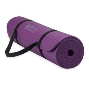 Gaiam Essentials Yoga Fitness & Exercise Mat, Purple, 72″ L x 24″ W x 10mm Thick