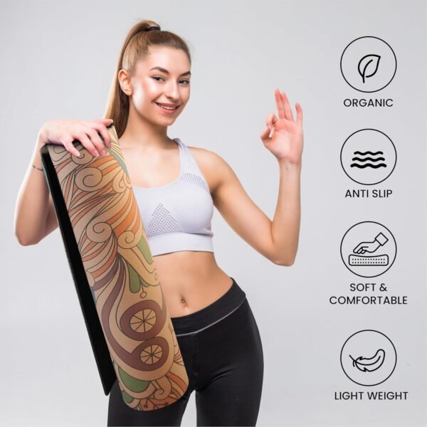 Premium Non Toxic Cork Yoga Mat with Storage Bag & Strap - 4MM Thick | Eco-Friendly, Non-Slip, & Sweat Resistant | Natural, Eco Friendly & Odor Free | Undisputable Earth Grip I No Plastic | Advanced Users 4mm | Exercise Yoga Mat for Men & Women I True Sustainability | (Semi Colored Mandala) - Image 6