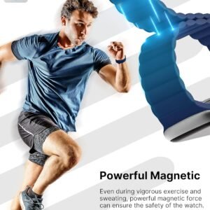 Fullmosa Magnetic Band Compatible with Apple Watch Strap 49mm 46mm 45mm 44mm 42mm(Series 3 2 1), Sport Bands for iWatch Ultra 2/1 SE1/2 Series 10 9 8 7 6 5 4 3 2 1,Midnight Blue[Watch NOT Included]