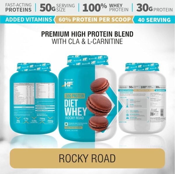 HF Series Slim Meal Shake Diet Whey for lean muscle and fat loss |Meal replacement shake|40 servings|Added L carnitine and CLA powder for weight loss|2kg|Flavour-Rocky Road - Image 6