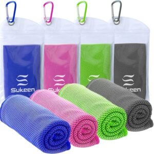 KUEN [4 Pack] Cooling Towel (40″x12″), Ice Towel, Soft Breathable Chilly Towel, Microfiber Towel for Yoga, Sport, Running, Gym, Workout,Camping, Fitness, Workout & More Activities