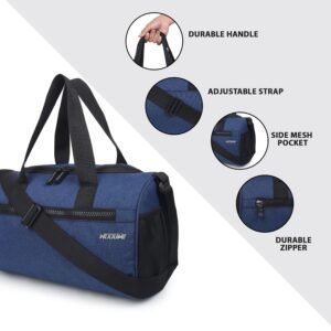 Wooum Gym Bag Sport Gym Bag, Workout Bag with Separate Shoe Compartment, & Front Pocket, Mutipurpose Bag for Gym Duffle Bag, Travel Duffle Bag Water-Resistant Duffle Bag – Navy Blue