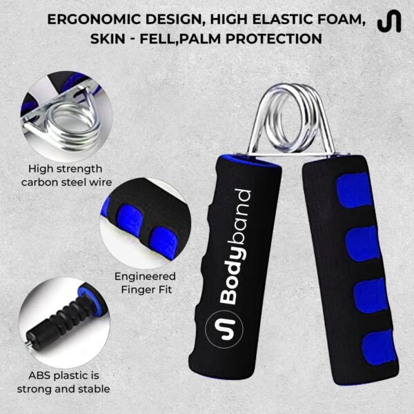 Bodyband Hand Grip Strengthener with Foam Handle, Hand Gripper for Men & Women for Gym Workout Hand Exercise Equipment to Use in Home for Forearm Exercise, Finger Exercise Power Gripper Blue-Black - Image 3