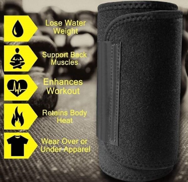 ODIN Sweat Slim Belt - Slim Belt for Men and Women, Tummy Trimmer, Body Shaper, Sauna Waist Trainer - Free Size, Pack of 1 Black - Image 2