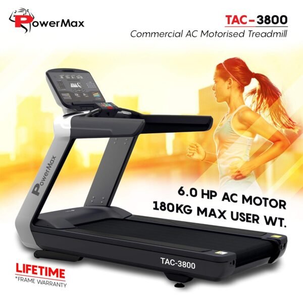 PowerMax Fitness TAC-3800 4HP (6HP Peak) Motorized Treadmill with Free Installation Assistance, Commercial & Automatic Incline - Image 2