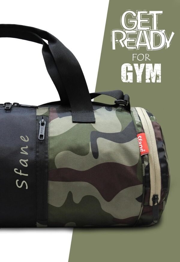 Sfane Polyester Army Black Gym Bag/Duffle Bag/Sports Bag/Shoulder Bag/Sports Bags/Gym Bags for Men & Women with Shoe Compartment. - Image 6