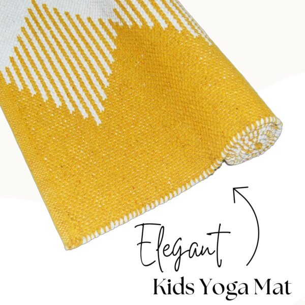 House of Handmade - Cotton Yoga Mat for Kids, upto 10 years Age, Strong Anti-Slip, Sweat Resistant, 2X4 feet, Washable, 8 mm Thickness, YELLOW (Yellow) - Image 5