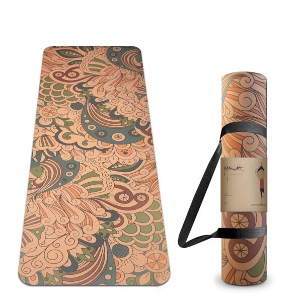 Premium Non Toxic Cork Yoga Mat with Storage Bag & Strap - 4MM Thick | Eco-Friendly, Non-Slip, & Sweat Resistant | Natural, Eco Friendly & Odor Free | Undisputable Earth Grip I No Plastic | Advanced Users 4mm | Exercise Yoga Mat for Men & Women I True Sustainability | (Semi Colored Mandala)