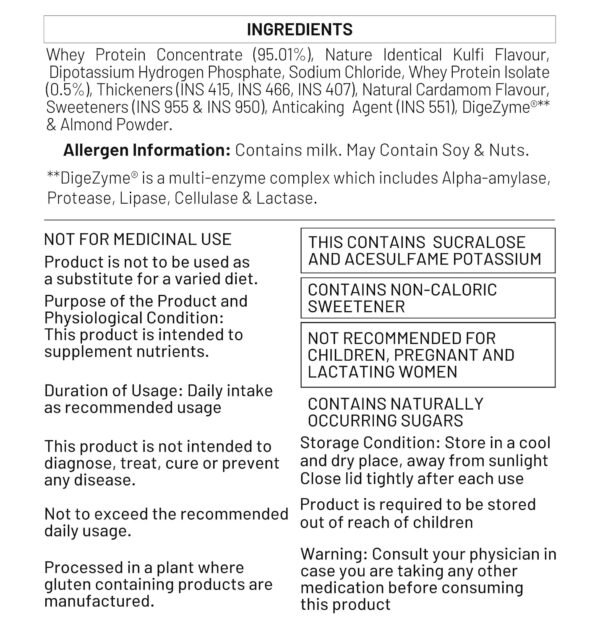 RiteBite Max Protein Whey Protein Powder Kulfi 2Kg| 60 Servings | DigeZyme for Enhanced Digestion | 25g Protein | 5.2g BCAAs | Zero Added Sugar | For Adults (Men & Women) | High Protein| Gluten Free| 100% Vegetarian - Image 8