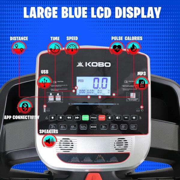 Kobo Treadmill with Auto Incline 3 HP - 6 HP Peak DC Motorised Treadmill for Home Use with Bluetooth Connectivity APP, Free Installation Assistance - Image 3