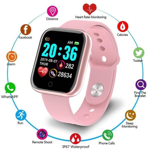 Techking Combo C1071 - D20 Touchscreen Bluetooth Smartwatch with Heart Rate Sensor, Basic Functionality & M3 Bluetooth Smart Band OLED Touch Display Activity Tracker Fitness Band - Image 3