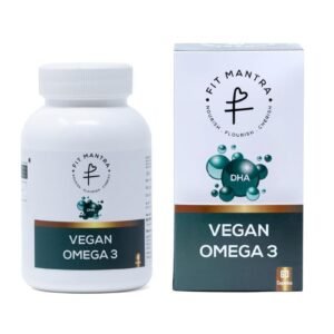 FIT MANTRA Vegan Omega 3 Plant Sourced 60 Capsules 1000mg, Algal Oil with DHA for Brain & Heart Health, Improves Joints, Eye, Hair and Skin Health for Men & Women