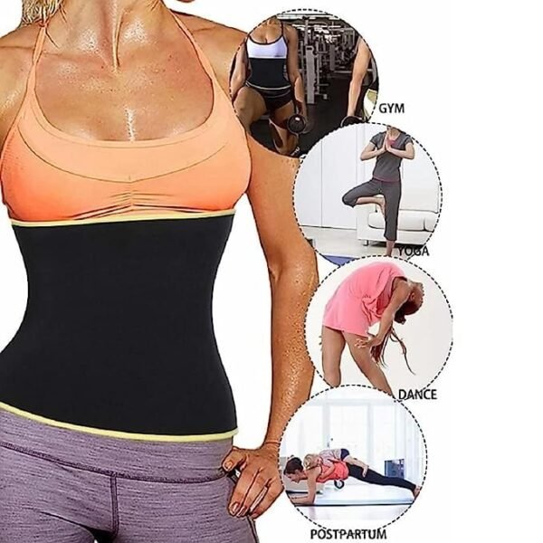 KGDA Unisex Running Waist Trimmer Exercise Wrap Belt/Shaper Belt- (Black) | Slimming Belt, Waist Shaper, Tummy Trimmer, Sweat Slim Belt, Belly Fat Burner, Stomach Fat Burner - Image 5