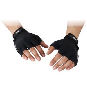 WMX Unisex Leather Gym Gloves | For Professional Weightlifting, Fitness Training And Workout | With Half-Finger Length, Wrist Wrap For Protection (M, Sude), Black