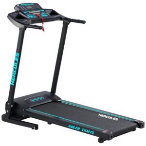 Hercules Fitness Adler TXM15 1.0 HP / 2.0 HP Peak DC Motorized Treadmill Max Speed 12 Km/Hr Max User Weight 90 KG Bluetooth Speaker Foldable Structure