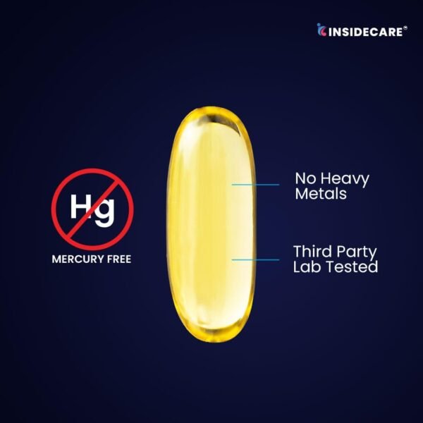 Insidecare Omega-3 Fish Oil | 2500mg 3X Triple Strength Fish Oil Capsules | 900mg EPA & 600mg DHA | No Fishy Burps | For Joint & Heart Health - Image 3