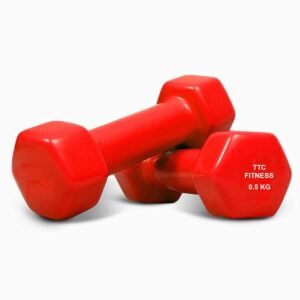 TTC FITNESS Vinyl Coated Dumbbell for Gym Exercises, Set of 2, 0.5 kg