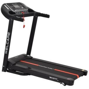 Welcare Wc3777 2Hp (4Hp Peak) Dc Foldable Motorized Treadmill With Lcd Display, Fitshow App, I Pad Holder – Black